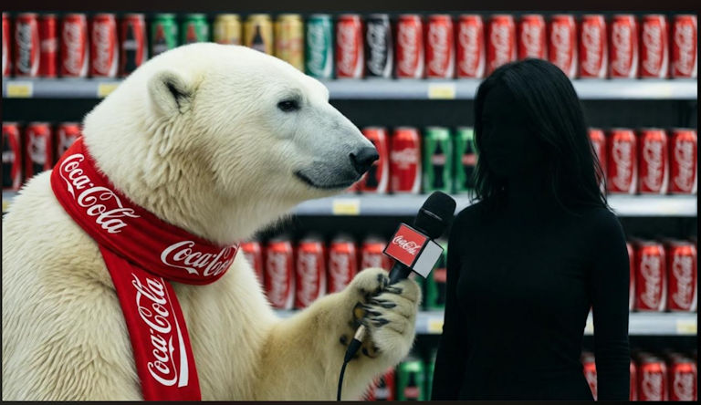 Un ours interview une femme